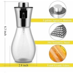 Vaporisateur D'huile, Pulvérisateur D'huile D'olive 200 Ml Avec Distributeur En Acier Inoxydable étanche, Bouteille D'huile En Verre Pour Barbecue/cuisine/salade [Classe énergétique A+++] -Jardin Calme Soldes Magasin 53663954 2