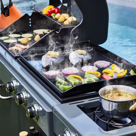 Brasero - Barbecue Bi-Energy Brasero Gun Metal XL - Barbecue Charbon Et Plancha 60 X 42 Cm à Gaz Avec Brûleur Latéral -12,95 KW 5 Brasero - Barbecue Bi-Energy Brasero Gun Metal XL - Barbecue Charbon Et Plancha 60 X 42 Cm à Gaz Avec Brûleur Latéral -12,95 KW – Image 3
