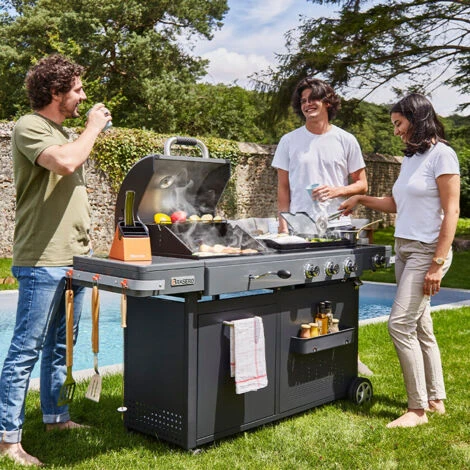 Brasero - Barbecue Bi-Energy Brasero Gun Metal XL - Barbecue Charbon Et Plancha 60 X 42 Cm à Gaz Avec Brûleur Latéral -12,95 KW 7 Brasero - Barbecue Bi-Energy Brasero Gun Metal XL - Barbecue Charbon Et Plancha 60 X 42 Cm à Gaz Avec Brûleur Latéral -12,95 KW – Image 5