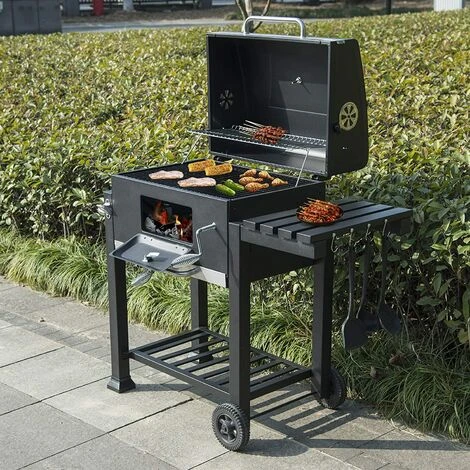 WOLTU Barbecue Au Charbon De Bois.Barbecue Réglable En Hauteur Et Avec Roues. 113x45.5x100cm.Noir 4 WOLTU Barbecue Au Charbon De Bois.Barbecue Réglable En Hauteur Et Avec Roues. 113x45.5x100cm.Noir – Image 2