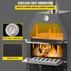 Four à Pizza Machine à Pizza Portable Pour L'extérieur 300℃ 458x464x1418mm - Fonte Acier Inox, Pour Cuisson En Plein Air Cour Camping Parc -Jardin Calme Soldes Magasin 54654922 4