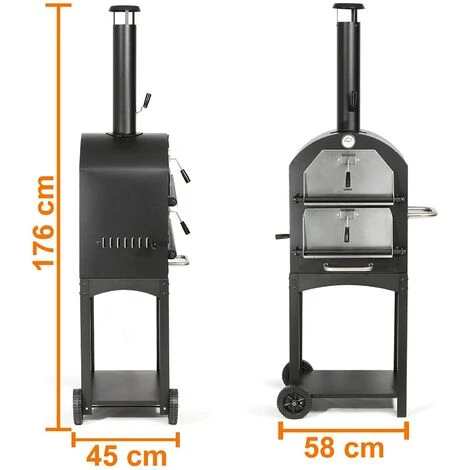 Four à Pizza Avec Fonction Grill - LIVOO DOC228 - Alimentation Au Bois Ou Au Charbon, Température De Cuisson Réglable, Grilles De Cuisson Incluses, Avec 2 Grilles En Métal 5 Four à Pizza Avec Fonction Grill - LIVOO DOC228 - Alimentation Au Bois Ou Au Charbon, Température De Cuisson Réglable, Grilles De Cuisson Incluses, Avec 2 Grilles En Métal – Image 3