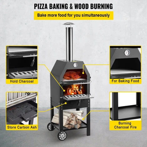 Four à Pizza Avec Fonction Grill - LIVOO DOC228 - Alimentation Au Bois Ou Au Charbon, Température De Cuisson Réglable, Grilles De Cuisson Incluses, Avec 2 Grilles En Métal 7 Four à Pizza Avec Fonction Grill - LIVOO DOC228 - Alimentation Au Bois Ou Au Charbon, Température De Cuisson Réglable, Grilles De Cuisson Incluses, Avec 2 Grilles En Métal – Image 5