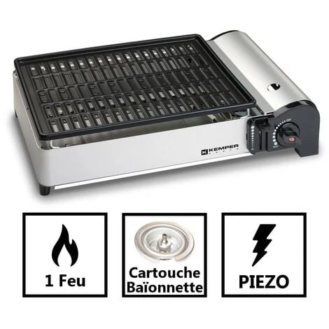 Barbecue Gaz Portable à Gaz KEMPER 1.9 KW Compact Plaque Anti Adhesive Table Balcons Terrrasses Camping Table 5 Barbecue Gaz Portable à Gaz KEMPER 1.9 KW Compact Plaque Anti Adhesive Table Balcons Terrrasses Camping Table – Image 3