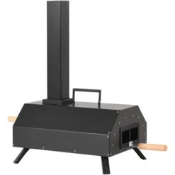 Four à Pizza Extérieur Avec Pierre à Pizza De 11 Pouces, Four à Granulés De Pizza En Acier Inoxydable, Noir
