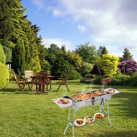 BAMNY Barbecue à Charbon Portable, Barbecue Pliable Pour 5 à 10 Personnes, Avec Poêle Antiadhésive, En Acier Inoxydable, Grill Charbon De Bois Pour Camping Et Pique Nique, 122 X 30 X 73 Cm 7 BAMNY Barbecue à Charbon Portable, Barbecue Pliable Pour 5 à 10 Personnes, Avec Poêle Antiadhésive, En Acier Inoxydable, Grill Charbon De Bois Pour Camping Et Pique Nique, 122 X 30 X 73 Cm – Image 5