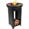Barbecue Brasero Cuisson Grill Teppanyaki 3en1 Bois Ou Charbon Ø 61 X H90 Cm Chauffage Extérieur BBQ COLLECTION