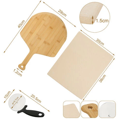 Randaco Pierre à Pizza 1,5 Cm épaisseur Cuisson Au Four Avec Spatule En Bois Pour Pizza Et Flammeküche,COUPE-PIZZA MULTIFONCTION 4 Randaco Pierre à Pizza 1,5 Cm épaisseur Cuisson Au Four Avec Spatule En Bois Pour Pizza Et Flammeküche,COUPE-PIZZA MULTIFONCTION – Image 2