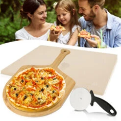 Randaco Pierre à Pizza 1,5 Cm épaisseur Cuisson Au Four Avec Spatule En Bois Pour Pizza Et Flammeküche,COUPE-PIZZA MULTIFONCTION 10 Randaco Pierre à Pizza 1,5 Cm épaisseur Cuisson Au Four Avec Spatule En Bois Pour Pizza Et Flammeküche,COUPE-PIZZA MULTIFONCTION -Jardin Calme Soldes Magasin 56393962 4