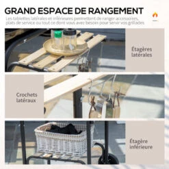 OUTSUNNY Barbecue à Charbon - BBQ Grill Sur Pied Avec Couvercle, Roulettes - 3 étagères, 3 Crochets, 3 Ustensiles, 2 Grilles, Cuve Charbon Amovible - Bois Acier émaillé Noir 11 OUTSUNNY Barbecue à Charbon - BBQ Grill Sur Pied Avec Couvercle, Roulettes - 3 étagères, 3 Crochets, 3 Ustensiles, 2 Grilles, Cuve Charbon Amovible - Bois Acier émaillé Noir -Jardin Calme Soldes Magasin 58393123 5