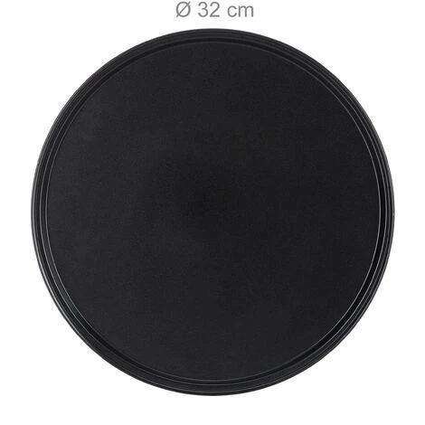 Plaque à Pizzas, Lot De 4, Plat à Four, Acier Au Carbone, Moule, Plateau, Antiadhésive, Ronde, ∅ 32 Cm, Gris 6 Plaque à Pizzas, Lot De 4, Plat à Four, Acier Au Carbone, Moule, Plateau, Antiadhésive, Ronde, ∅ 32 Cm, Gris – Image 4