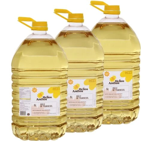 SOL - Huile De Tournesol - Friture, Cuisson, Assaisonnement - 3x5L 3 SOL - Huile De Tournesol - Friture, Cuisson, Assaisonnement - 3x5L