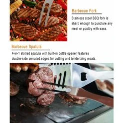 RHAFAYRE 20pc Set Barbecue, Accessoires De Barbecue En Acier Inoxydable à Usage Intensif Dans Un Boîtier En Aluminium - Ustensiles Complets Barbecue - Cadeau De Idéal Pour Les Hommes -Jardin Calme Soldes Magasin 68131504 5