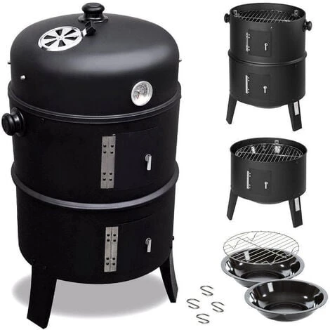 Barbecue Fumoir - Barbecue Multifonctions, Grill, Smoker - 40 X 40 X 78 Cm - Noir - MaxxGarden 3 Barbecue Fumoir - Barbecue Multifonctions, Grill, Smoker - 40 X 40 X 78 Cm - Noir - MaxxGarden