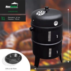 Barbecue Fumoir - Barbecue Multifonctions, Grill, Smoker - 40 X 40 X 78 Cm - Noir - MaxxGarden 11 Barbecue Fumoir - Barbecue Multifonctions, Grill, Smoker - 40 X 40 X 78 Cm - Noir - MaxxGarden -Jardin Calme Soldes Magasin 72492913 5
