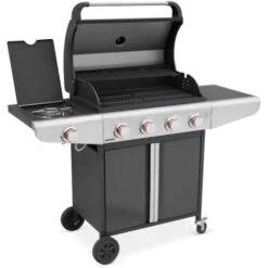 Barbecue Au Gaz - Bazin Gris Anthracite - Cuisine Extérieure 5 Brûleurs Dont 1 Feu Latéral Avec Tablettes Et Thermomètre. Rangement. Roues 11 Barbecue Au Gaz - Bazin Gris Anthracite - Cuisine Extérieure 5 Brûleurs Dont 1 Feu Latéral Avec Tablettes Et Thermomètre. Rangement. Roues -Jardin Calme Soldes Magasin 7263635 5