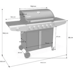 Barbecue Au Gaz - Bazin 6 Gris Anthracite - Cuisine Extérieure 7 Brûleurs Dont 1 Feu Latéral Avec Tablettes Et Thermomètre, Rangement, Roues 10 Barbecue Au Gaz - Bazin 6 Gris Anthracite - Cuisine Extérieure 7 Brûleurs Dont 1 Feu Latéral Avec Tablettes Et Thermomètre, Rangement, Roues -Jardin Calme Soldes Magasin 7353650 4