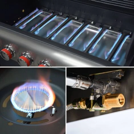 Barbecue Au Gaz - Bazin 6 Gris Anthracite - Cuisine Extérieure 7 Brûleurs Dont 1 Feu Latéral Avec Tablettes Et Thermomètre, Rangement, Roues 7 Barbecue Au Gaz - Bazin 6 Gris Anthracite - Cuisine Extérieure 7 Brûleurs Dont 1 Feu Latéral Avec Tablettes Et Thermomètre, Rangement, Roues – Image 5