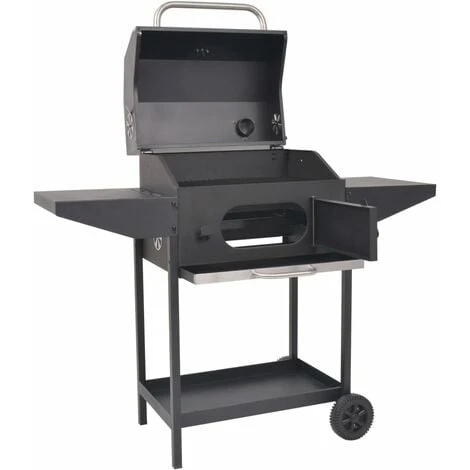 Barbecue Au Charbon De Bois Avec étagère Inférieure Noir VidaXL 4 Barbecue Au Charbon De Bois Avec étagère Inférieure Noir VidaXL – Image 2