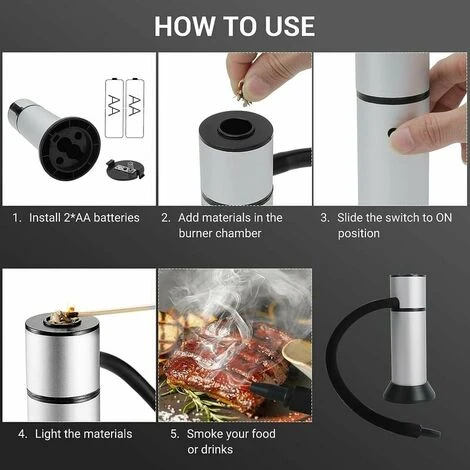 GP Fumeur Portable Infusion Fumée Fraîche Pour Améliorer Le Goût Smoke Fumeur Pistolet à Viande Fumeur Pistolet Portatif Avec Des Copeaux De Bois Pour La Nourriture, La Viande, Les Fromages 6 GP Fumeur Portable Infusion Fumée Fraîche Pour Améliorer Le Goût Smoke Fumeur Pistolet à Viande Fumeur Pistolet Portatif Avec Des Copeaux De Bois Pour La Nourriture, La Viande, Les Fromages – Image 4