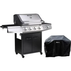 Barbecue Gaz Bingo 5 - 5 Brûleurs Dont 1 Latéral - 15.2kW + Housse Protection - Noir