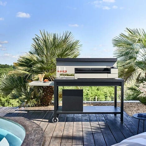 Table Roulante Crédence Ouverte Forge Adour - Noir Et Gris 4 Table Roulante Crédence Ouverte Forge Adour - Noir Et Gris – Image 2