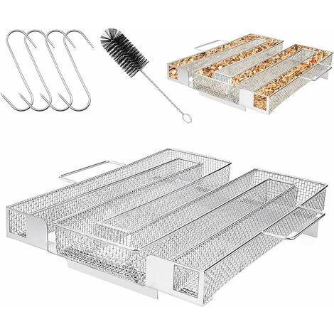Générateur De Fumée Froide En Acier Inoxydable Pour Fumoir Professionelle, Boîte De Fumoir De Granule Fumage Viande Poisson Barbecue Légumes, BBQ, Avec Brosse De Nettoyage Et Crochets(M) 3 Générateur De Fumée Froide En Acier Inoxydable Pour Fumoir Professionelle, Boîte De Fumoir De Granule Fumage Viande Poisson Barbecue Légumes, BBQ, Avec Brosse De Nettoyage Et Crochets(M)