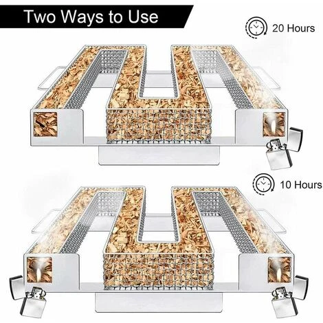 Générateur De Fumée Froide En Acier Inoxydable Pour Fumoir Professionelle, Boîte De Fumoir De Granule Fumage Viande Poisson Barbecue Légumes, BBQ, Avec Brosse De Nettoyage Et Crochets(M) 5 Générateur De Fumée Froide En Acier Inoxydable Pour Fumoir Professionelle, Boîte De Fumoir De Granule Fumage Viande Poisson Barbecue Légumes, BBQ, Avec Brosse De Nettoyage Et Crochets(M) – Image 3