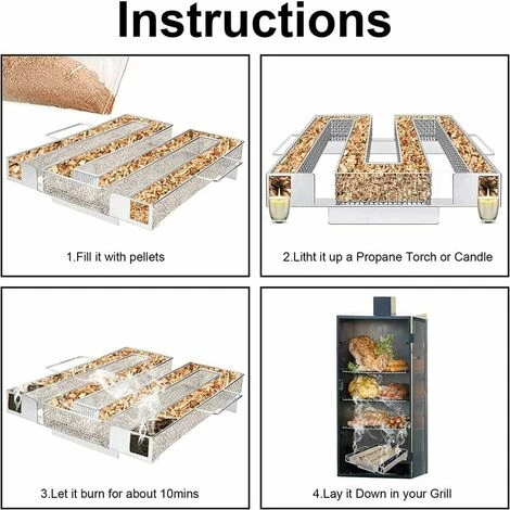 Générateur De Fumée Froide En Acier Inoxydable Pour Fumoir Professionelle, Boîte De Fumoir De Granule Fumage Viande Poisson Barbecue Légumes, BBQ, Avec Brosse De Nettoyage Et Crochets(M) 6 Générateur De Fumée Froide En Acier Inoxydable Pour Fumoir Professionelle, Boîte De Fumoir De Granule Fumage Viande Poisson Barbecue Légumes, BBQ, Avec Brosse De Nettoyage Et Crochets(M) – Image 4