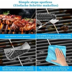 Brosse Barbecue, Brosse Nettoyage Barbecue Avec Grattoir, 18 Pouces De Long, Poils Acier Inoxydable, Pour Gaz, Charbon De Bois, électricité Et Grille à Billes -Jardin Calme Soldes Magasin 80441156 4