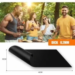 SVKBJROY Tapis De Cuisson Barbecue, Feuilles De BBQ 50x40 Cm, Set De 4 Grille BBQ Mats, Papier Barbecue ​Anti-Adhérent Réutilisable Nettoyable, Extérieur Pour Fours Assistés/Charbon /Gaz/Grill électri -Jardin Calme Soldes Magasin 81564962 3