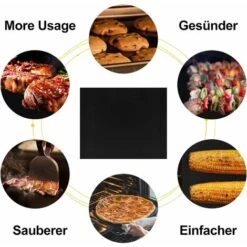 SVKBJROY Tapis De Cuisson Barbecue, Feuilles De BBQ 50x40 Cm, Set De 4 Grille BBQ Mats, Papier Barbecue ​Anti-Adhérent Réutilisable Nettoyable, Extérieur Pour Fours Assistés/Charbon /Gaz/Grill électri -Jardin Calme Soldes Magasin 81564962 5