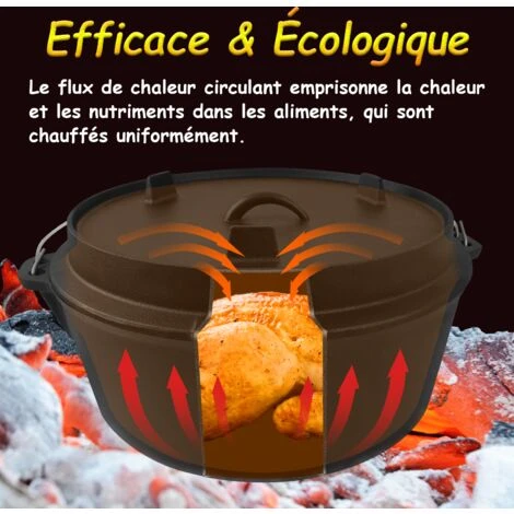 Froadp Four Néerlandais, Dutch Oven Set, Pour L'intérieur Et Le Plein Air Camping BBQ (9,0L) 5 Froadp Four Néerlandais, Dutch Oven Set, Pour L'intérieur Et Le Plein Air Camping BBQ (9,0L) – Image 3