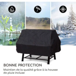 Rôtissoire Barbecue - Klarstein Milos Alto - Rangement à Bois - Brochette De Rôtisserie Manuelle - Housse De Pluie - Noir -Jardin Calme Soldes Magasin 82811659 5