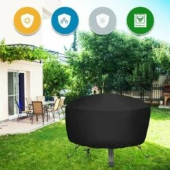 Housse De Foyer Barbecue ,Housse De Brasero Ronde Avec Cordon De Serrage, Housse De Foyer En Tissu Oxford Imperméable, Housse Pour Meubles De Jardin, Housse De Protection Pour Poêle (Dia.85 X -Jardin Calme Soldes Magasin 83871966 4