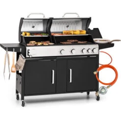 Klarstein Barbecue Gaz Camping Avec 5 Brûleurs à Gaz, Plancha Au Gaz De 13700W, Gril à Gaz En Acier Inoxydable, BBQ Feu A Gaz, Plancha Gaz Inox, Cuisinière Extérieure Camping Gaz Propane, Thermomètre