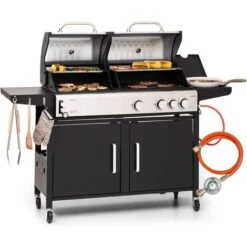 Klarstein Barbecue Gaz Camping Avec 4 Brûleurs à Gaz, Plancha Au Gaz De 10900W, Gril à Gaz En Acier Inoxydable, BBQ Feu A Gaz, Plancha Gaz Inox, Cuisinière Extérieure Camping Gaz Propane, Thermomètre