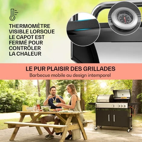 Klarstein Barbecue Gaz Camping Avec 4 Brûleurs à Gaz, Plancha Au Gaz De 10900W, Gril à Gaz En Acier Inoxydable, BBQ Feu A Gaz, Plancha Gaz Inox, Cuisinière Extérieure Camping Gaz Propane, Thermomètre 6 Klarstein Barbecue Gaz Camping Avec 4 Brûleurs à Gaz, Plancha Au Gaz De 10900W, Gril à Gaz En Acier Inoxydable, BBQ Feu A Gaz, Plancha Gaz Inox, Cuisinière Extérieure Camping Gaz Propane, Thermomètre – Image 4