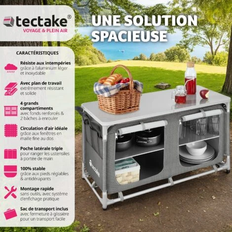 Meuble De Camping 2 Compartiments 4 étagères - Meuble De Rangement Cuisine, Cuisine De Camping, Equipement Camping 4 Meuble De Camping 2 Compartiments 4 étagères - Meuble De Rangement Cuisine, Cuisine De Camping, Equipement Camping – Image 2