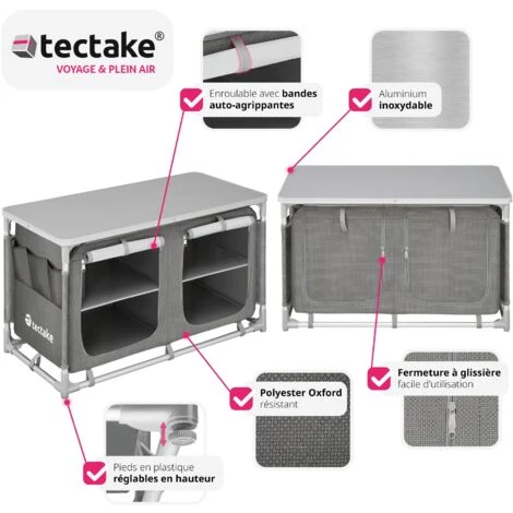 Meuble De Camping 2 Compartiments 4 étagères - Meuble De Rangement Cuisine, Cuisine De Camping, Equipement Camping 5 Meuble De Camping 2 Compartiments 4 étagères - Meuble De Rangement Cuisine, Cuisine De Camping, Equipement Camping – Image 3