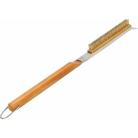 DHKLFA Brosse Pour Four à Pizza, Brosse De Nettoyage Pour Pierre à Pizza En Fil De Cuivre Avec Grattoir, Outil De Nettoyage Pour Barbecue Avec Manche En Bois, Accessoires Pour Four à Pizza De Cuisine 3 DHKLFA Brosse Pour Four à Pizza, Brosse De Nettoyage Pour Pierre à Pizza En Fil De Cuivre Avec Grattoir, Outil De Nettoyage Pour Barbecue Avec Manche En Bois, Accessoires Pour Four à Pizza De Cuisine
