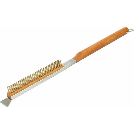 DHKLFA Brosse Pour Four à Pizza, Brosse De Nettoyage Pour Pierre à Pizza En Fil De Cuivre Avec Grattoir, Outil De Nettoyage Pour Barbecue Avec Manche En Bois, Accessoires Pour Four à Pizza De Cuisine 4 DHKLFA Brosse Pour Four à Pizza, Brosse De Nettoyage Pour Pierre à Pizza En Fil De Cuivre Avec Grattoir, Outil De Nettoyage Pour Barbecue Avec Manche En Bois, Accessoires Pour Four à Pizza De Cuisine – Image 2