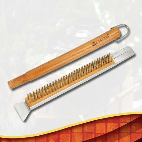 DHKLFA Brosse Pour Four à Pizza, Brosse De Nettoyage Pour Pierre à Pizza En Fil De Cuivre Avec Grattoir, Outil De Nettoyage Pour Barbecue Avec Manche En Bois, Accessoires Pour Four à Pizza De Cuisine 5 DHKLFA Brosse Pour Four à Pizza, Brosse De Nettoyage Pour Pierre à Pizza En Fil De Cuivre Avec Grattoir, Outil De Nettoyage Pour Barbecue Avec Manche En Bois, Accessoires Pour Four à Pizza De Cuisine – Image 3