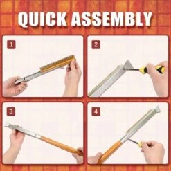 DHKLFA Brosse Pour Four à Pizza, Brosse De Nettoyage Pour Pierre à Pizza En Fil De Cuivre Avec Grattoir, Outil De Nettoyage Pour Barbecue Avec Manche En Bois, Accessoires Pour Four à Pizza De Cuisine 10 DHKLFA Brosse Pour Four à Pizza, Brosse De Nettoyage Pour Pierre à Pizza En Fil De Cuivre Avec Grattoir, Outil De Nettoyage Pour Barbecue Avec Manche En Bois, Accessoires Pour Four à Pizza De Cuisine -Jardin Calme Soldes Magasin 86521450 4
