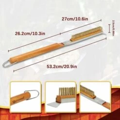 DHKLFA Brosse Pour Four à Pizza, Brosse De Nettoyage Pour Pierre à Pizza En Fil De Cuivre Avec Grattoir, Outil De Nettoyage Pour Barbecue Avec Manche En Bois, Accessoires Pour Four à Pizza De Cuisine 11 DHKLFA Brosse Pour Four à Pizza, Brosse De Nettoyage Pour Pierre à Pizza En Fil De Cuivre Avec Grattoir, Outil De Nettoyage Pour Barbecue Avec Manche En Bois, Accessoires Pour Four à Pizza De Cuisine -Jardin Calme Soldes Magasin 86521450 5