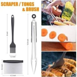 9 Pcs Ensemble De Spatuleen Acier Inoxydable, Ensemble D'accessoires Pour Plaque Chauffante Professionnelle BBQ, Barbecue Spatule Ustensiles Set, Spatule Plancha Pour Teppanyaki -Jardin Calme Soldes Magasin 86602207 4