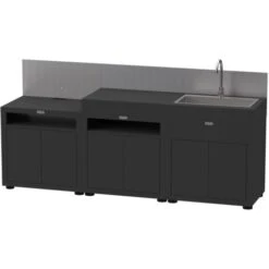 LE MARQUIER - CUISINE 3 ELEMENTS AVEC CREDENCES NOIR