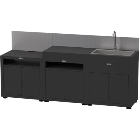 LE MARQUIER - CUISINE 3 ELEMENTS AVEC CREDENCES NOIR 3 LE MARQUIER - CUISINE 3 ELEMENTS AVEC CREDENCES NOIR