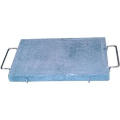 Pierre Ollaire Naturelle Avec Cadre Et Poigne'es En Acier Chrome' Poele A' Griller 25x35x2,5 Cm