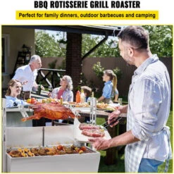 VEVOR 60KG Barbecue A Charbon Tournebroche Electrique En Acier INOX Rotissoire Four Sur Pied Inoxydable 25W BBQ Surface De Cuisson 84x40cm Kit De Fourchettes A Rotir Pour Jardin Camping Gril A Viande -Jardin Calme Soldes Magasin 88257845 3